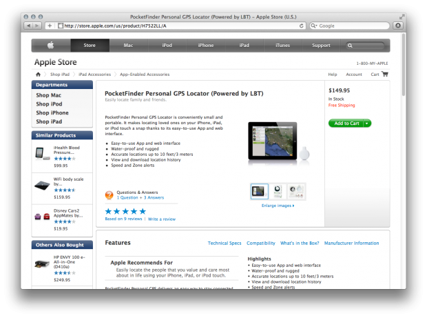 PocketFinder on the Apple Store